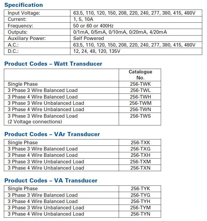 Crompton 256-TASU-LSFA-C6-BD Paladin Transducer 5A 0/1mA 60Hz 24V DC 