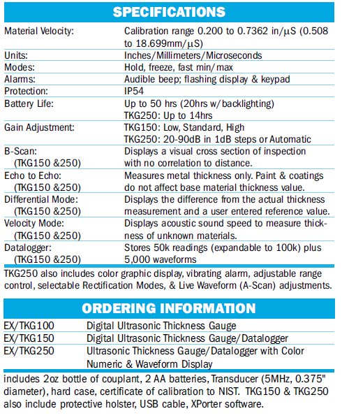 Ultrasonic Thickness Gauge Specs