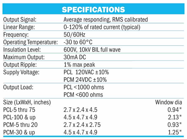 PCM & PCL Series Specs