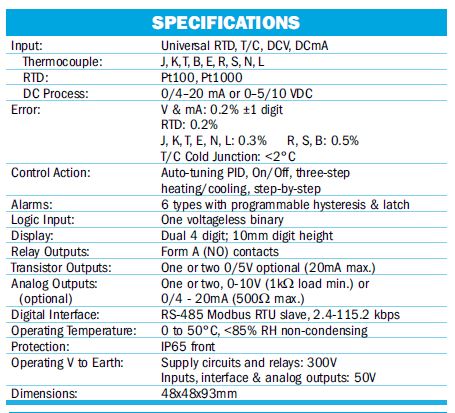 Sifam Tinsley Temperature Controller Specs
