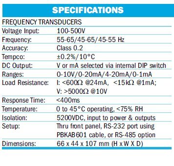 Theta Frequency Transducers Specs